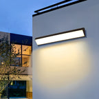 Outdoor LED Wall Light Waterproof Black, Up Down Strip Porch Light - Modern Exterior Wall Sconce for Facade Patio Garage