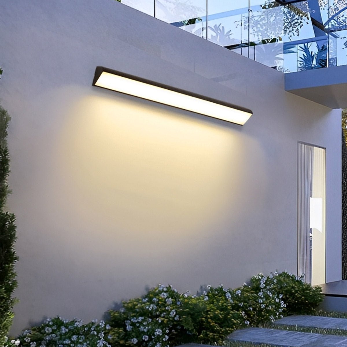 Outdoor LED Wall Light Waterproof Black, Up Down Strip Porch Light - Modern Exterior Wall Sconce for Facade Patio Garage