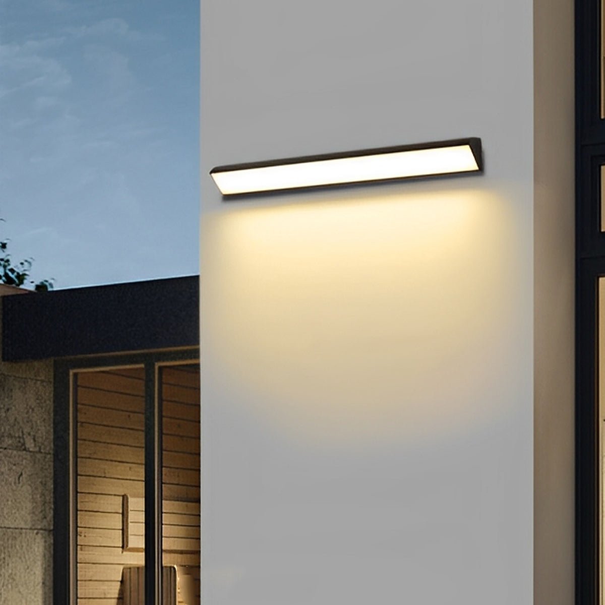 Outdoor LED Wall Light Waterproof Black, Up Down Strip Porch Light - Modern Exterior Wall Sconce for Facade Patio Garage