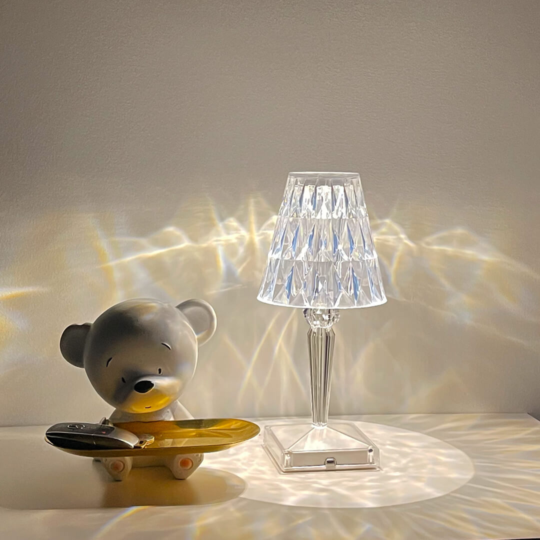 Crystal Table Lamp, Modern Decorative Bedside Lamp - Elegant Crystal Accent Lighting for Bedroom Living Room Nightstand