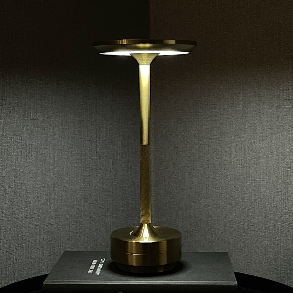Cordless Table Lamp Rechargeable, Metallic Modern Bedside Lamp - Portable LED Dimmable Mood Light for Bedroom Restaurant Bar