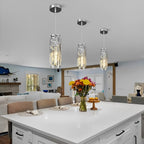 Crystal Glass Chandelier, Modern Iron Pendant Ceiling Light - Decorative Hanging Lighting for Dining Room Living Room Foyer