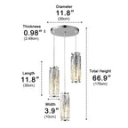 Crystal Glass Chandelier, Modern Iron Pendant Ceiling Light - Decorative Hanging Lighting for Dining Room Living Room Foyer