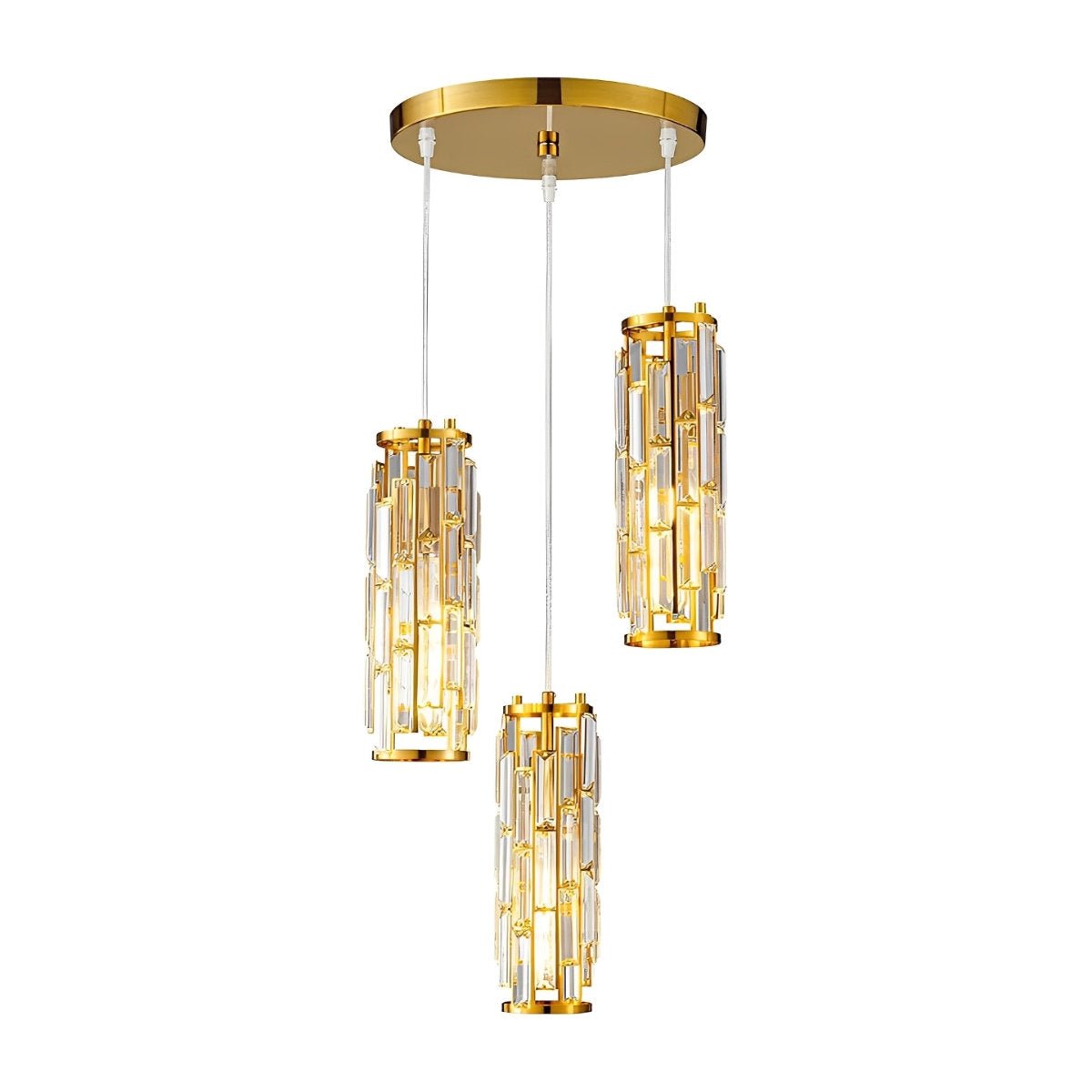 Crystal Glass Chandelier, Modern Iron Pendant Ceiling Light - Decorative Hanging Lighting for Dining Room Living Room Foyer