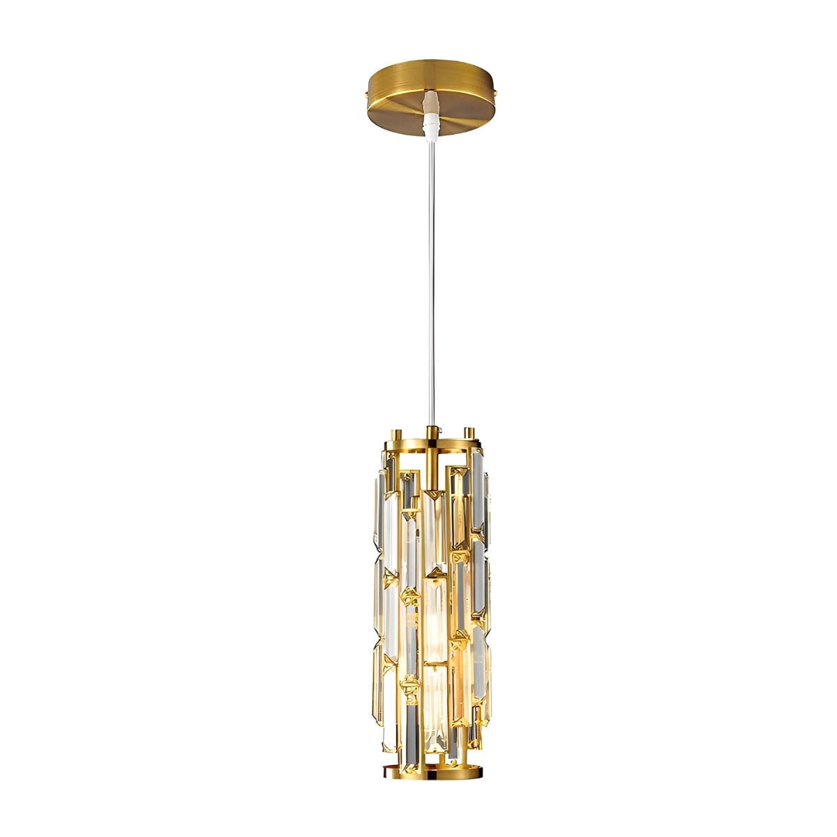 Crystal Glass Chandelier, Modern Iron Pendant Ceiling Light - Decorative Hanging Lighting for Dining Room Living Room Foyer