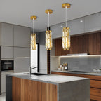 Crystal Glass Chandelier, Modern Iron Pendant Ceiling Light - Decorative Hanging Lighting for Dining Room Living Room Foyer