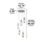 Crystal Glass Chandelier, Modern Iron Pendant Ceiling Light - Decorative Hanging Lighting for Dining Room Living Room Foyer