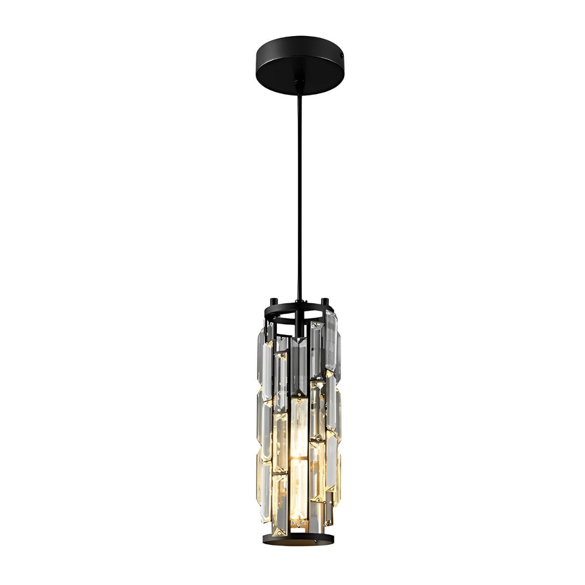 Crystal Glass Chandelier, Modern Iron Pendant Ceiling Light - Decorative Hanging Lighting for Dining Room Living Room Foyer