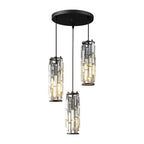 Crystal Glass Chandelier, Modern Iron Pendant Ceiling Light - Decorative Hanging Lighting for Dining Room Living Room Foyer