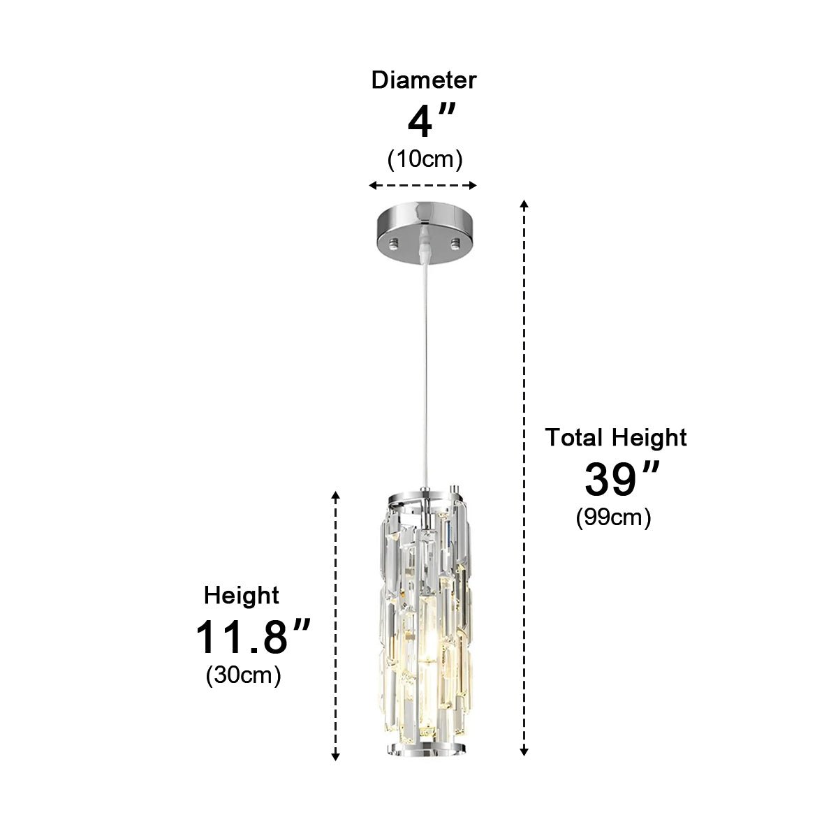 Crystal Glass Chandelier, Modern Iron Pendant Ceiling Light - Decorative Hanging Lighting for Dining Room Living Room Foyer