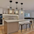 Crystal Glass Chandelier, Modern Iron Pendant Ceiling Light - Decorative Hanging Lighting for Dining Room Living Room Foyer