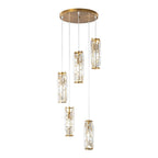 Crystal Glass Chandelier, Modern Iron Pendant Ceiling Light - Decorative Hanging Lighting for Dining Room Living Room Foyer
