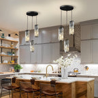 Crystal Glass Chandelier, Modern Iron Pendant Ceiling Light - Decorative Hanging Lighting for Dining Room Living Room Foyer