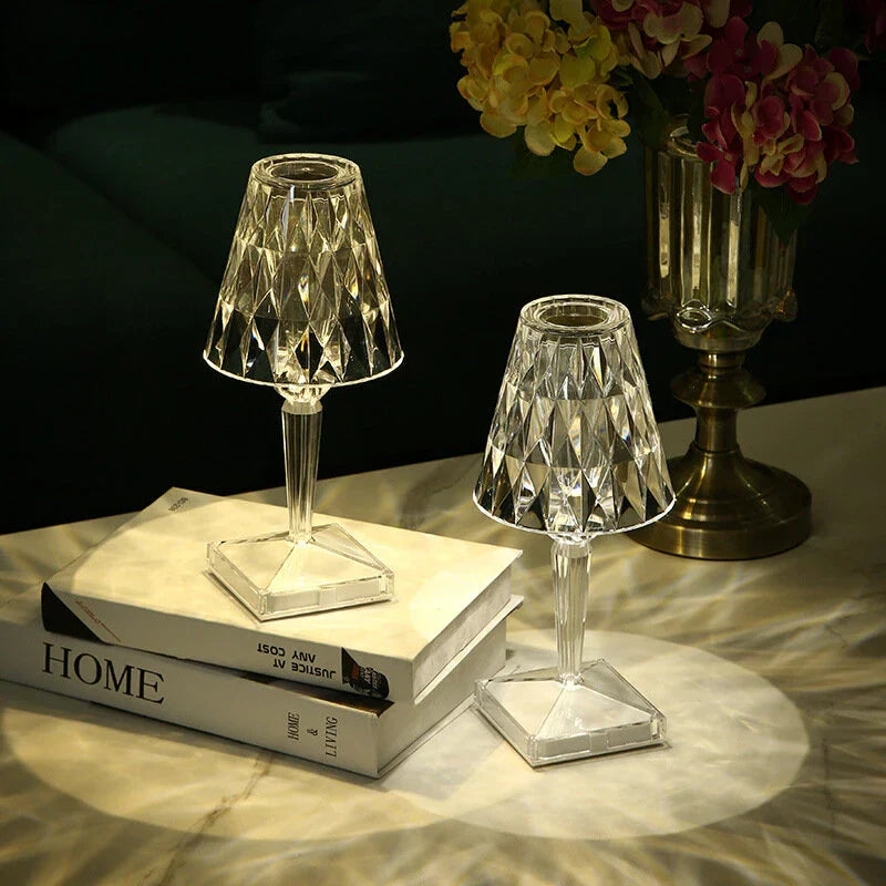 Crystal Table Lamp, Modern Decorative Bedside Lamp - Elegant Crystal Accent Lighting for Bedroom Living Room Nightstand