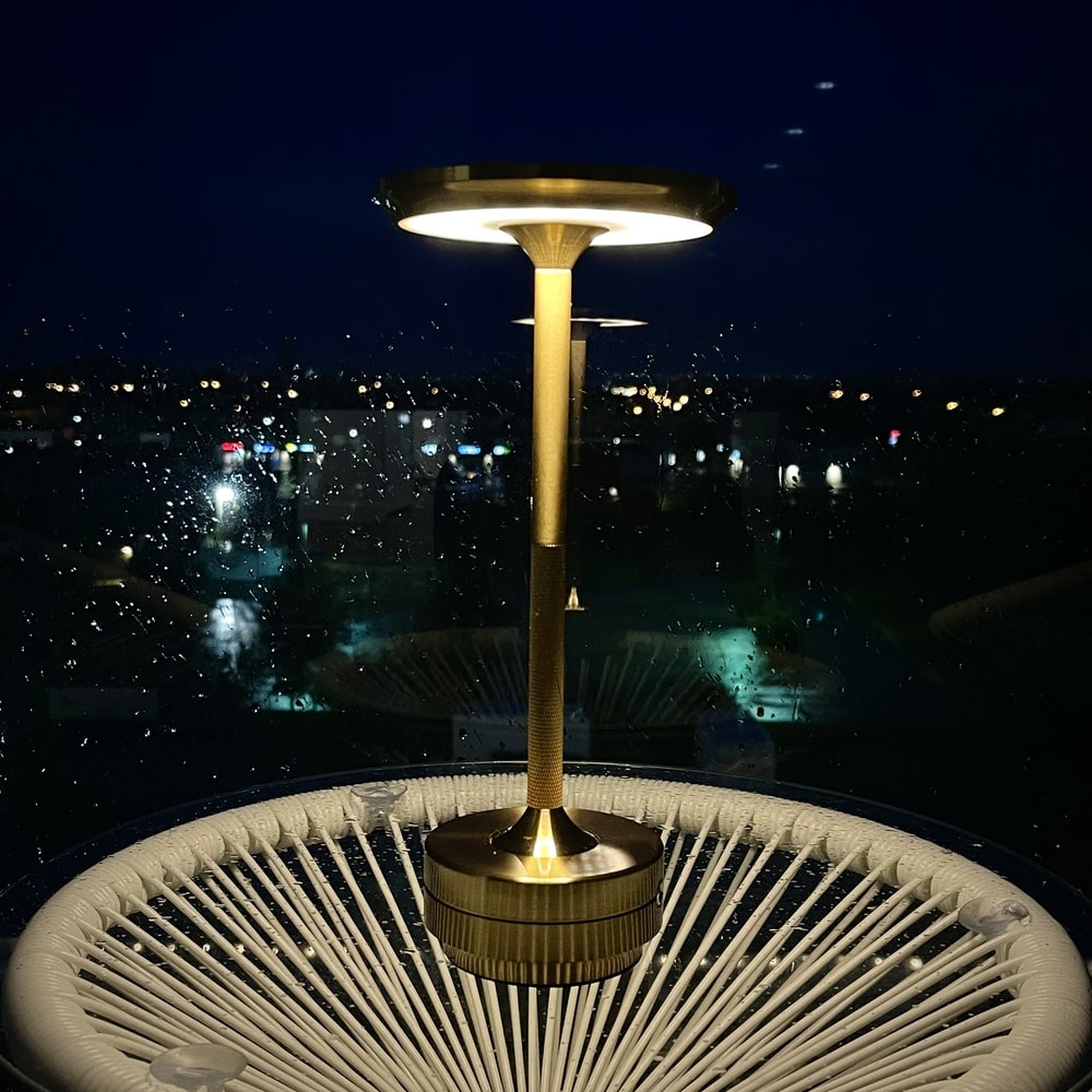 Cordless Table Lamp Rechargeable, Metallic Modern Bedside Lamp - Portable LED Dimmable Mood Light for Bedroom Restaurant Bar