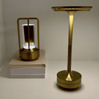 Cordless Table Lamp Rechargeable, Metallic Modern Bedside Lamp - Portable LED Dimmable Mood Light for Bedroom Restaurant Bar