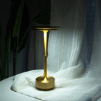 Cordless Table Lamp Rechargeable, Metallic Modern Bedside Lamp - Portable LED Dimmable Mood Light for Bedroom Restaurant Bar