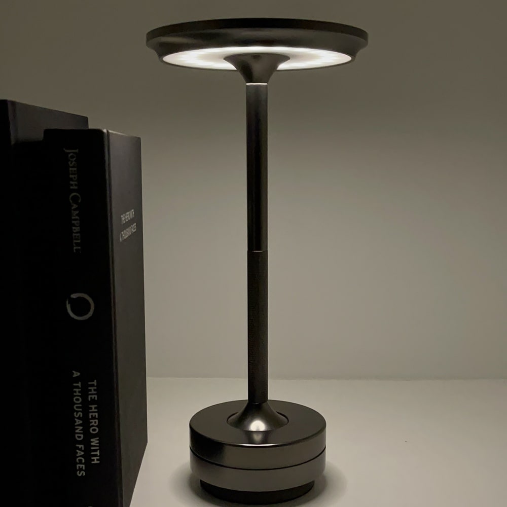 Cordless Table Lamp Rechargeable, Metallic Modern Bedside Lamp - Portable LED Dimmable Mood Light for Bedroom Restaurant Bar