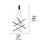 LED Linear Chandelier Dimmable, Minimalist Black Strip Pendant Light - Modern Hanging Ceiling Light for Dining Room Kitchen Island