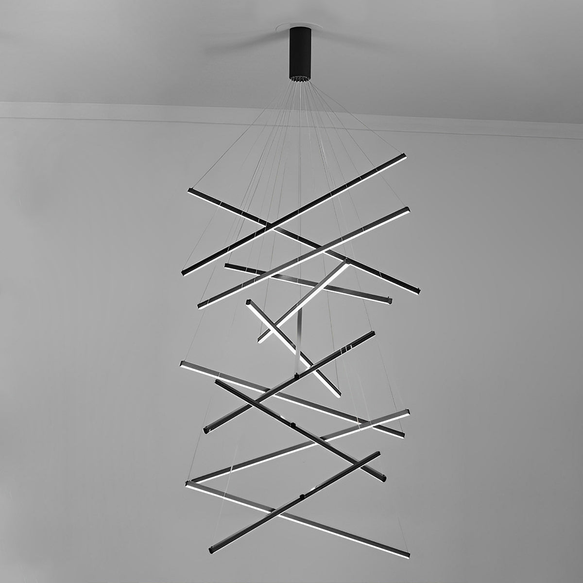 LED Linear Chandelier Dimmable, Minimalist Black Strip Pendant Light - Modern Hanging Ceiling Light for Dining Room Kitchen Island