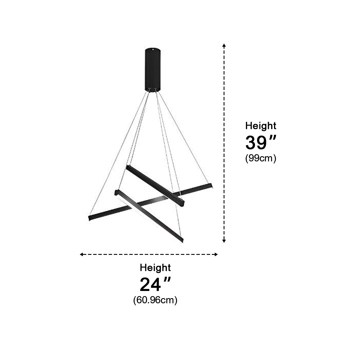 LED Linear Chandelier Dimmable, Minimalist Black Strip Pendant Light - Modern Hanging Ceiling Light for Dining Room Kitchen Island