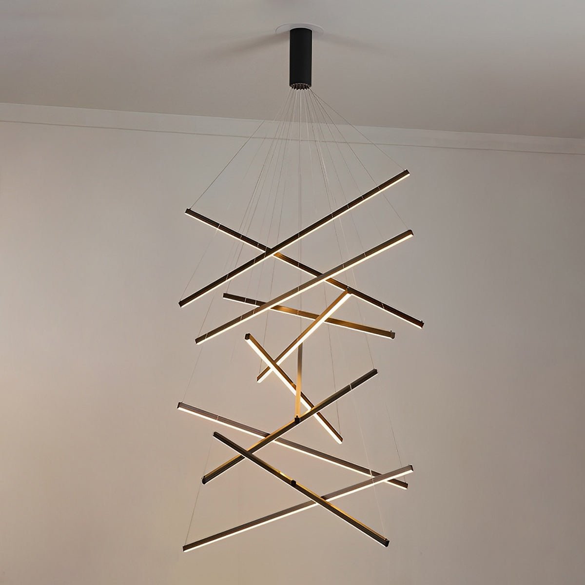 LED Linear Chandelier Dimmable, Minimalist Black Strip Pendant Light - Modern Hanging Ceiling Light for Dining Room Kitchen Island