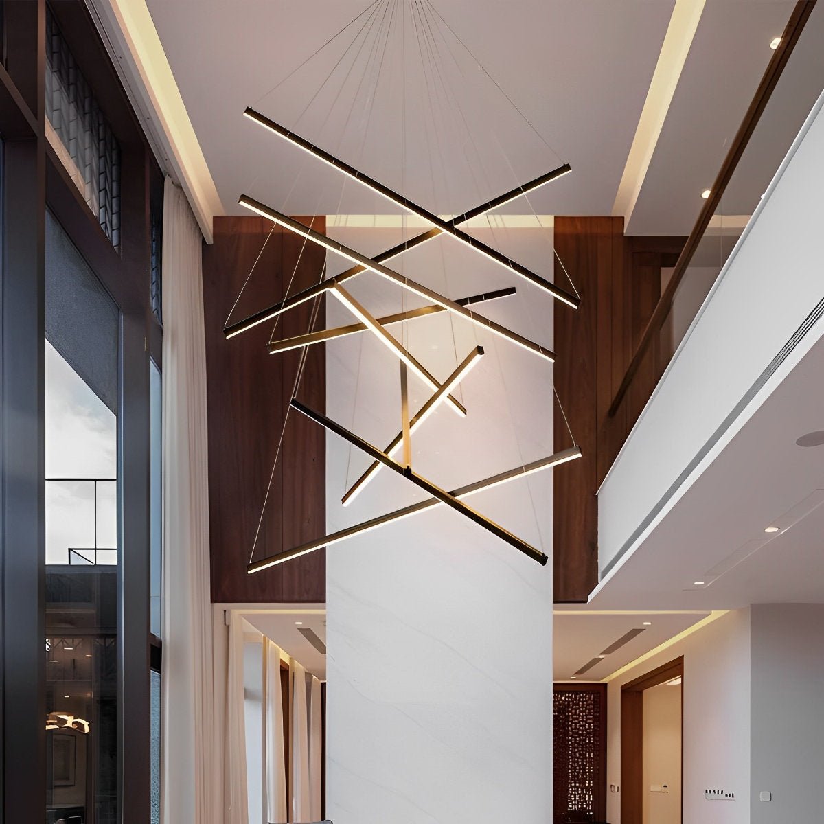 LED Linear Chandelier Dimmable, Minimalist Black Strip Pendant Light - Modern Hanging Ceiling Light for Dining Room Kitchen Island