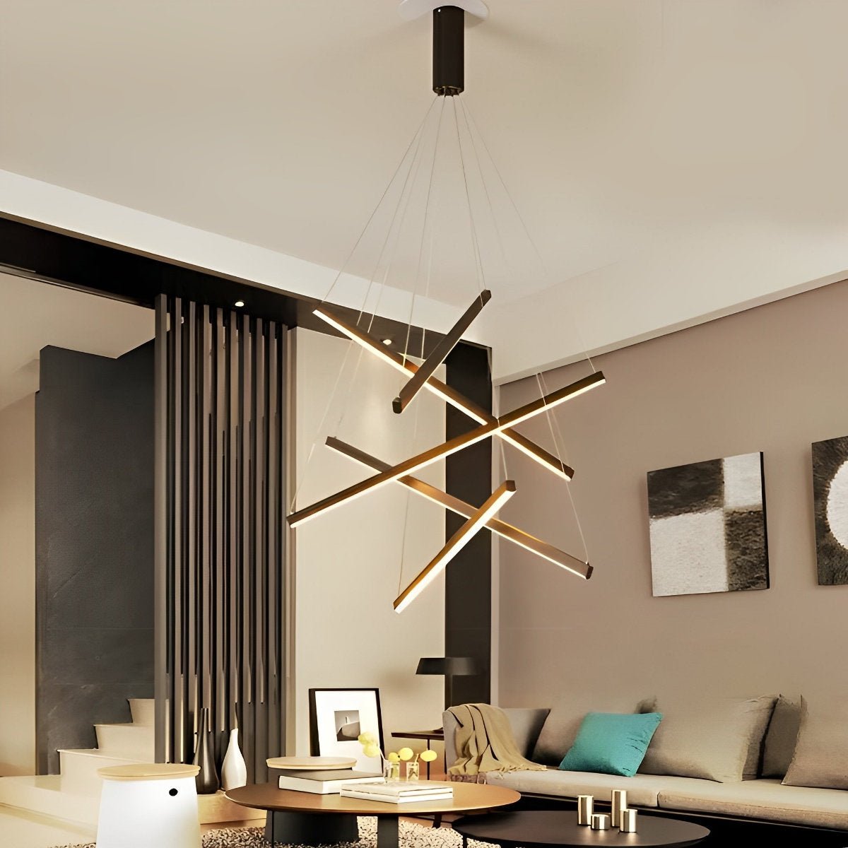 LED Linear Chandelier Dimmable, Minimalist Black Strip Pendant Light - Modern Hanging Ceiling Light for Dining Room Kitchen Island