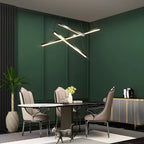 LED Linear Chandelier Dimmable, Minimalist Black Strip Pendant Light - Modern Hanging Ceiling Light for Dining Room Kitchen Island