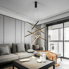 LED Linear Chandelier Dimmable, Minimalist Black Strip Pendant Light - Modern Hanging Ceiling Light for Dining Room Kitchen Island