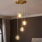 Brass Crystal Pendant Light Dimmable, Modern Luxury Chandelier - Hanging Ceiling Light for Dining Room Kitchen Island Foyer