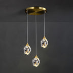 Brass Crystal Pendant Light Dimmable, Modern Luxury Chandelier - Hanging Ceiling Light for Dining Room Kitchen Island Foyer