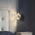 Brass Crystal Pendant Light Dimmable, Modern Luxury Chandelier - Hanging Ceiling Light for Dining Room Kitchen Island Foyer