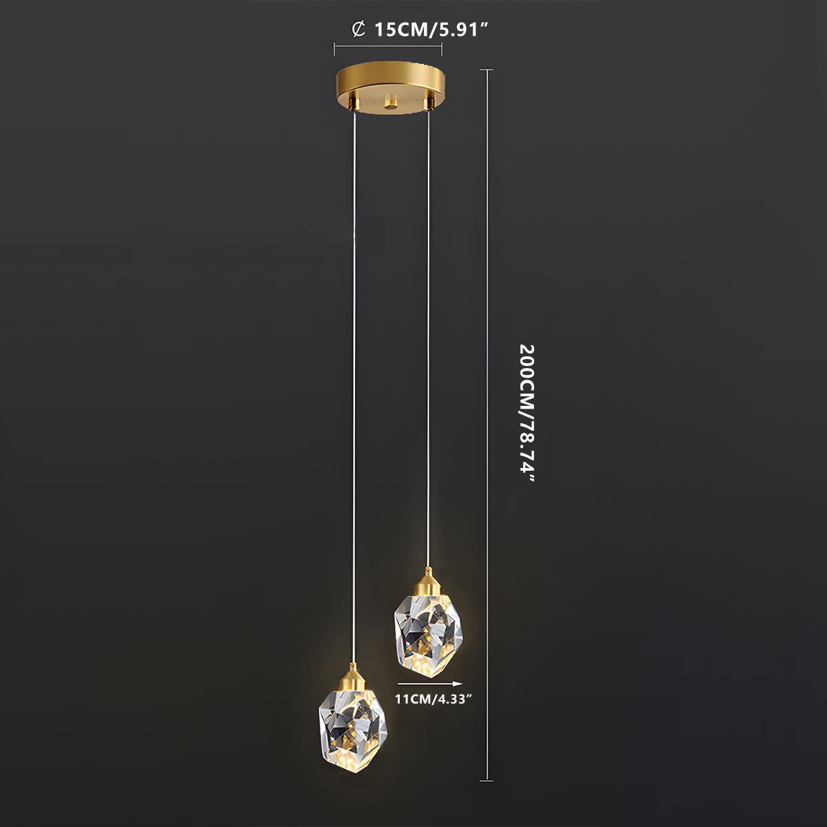 Brass Crystal Pendant Light Dimmable, Modern Luxury Chandelier - Hanging Ceiling Light for Dining Room Kitchen Island Foyer