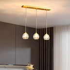 Brass Crystal Pendant Light Dimmable, Modern Luxury Chandelier - Hanging Ceiling Light for Dining Room Kitchen Island Foyer