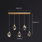 Brass Crystal Pendant Light Dimmable, Modern Luxury Chandelier - Hanging Ceiling Light for Dining Room Kitchen Island Foyer