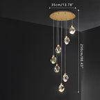 Brass Crystal Pendant Light Dimmable, Modern Luxury Chandelier - Hanging Ceiling Light for Dining Room Kitchen Island Foyer