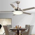 Stainless Steel Ceiling Fan with Remote, 6-Speed Reverse DC Motor - Modern Minimalist Indoor Cooling Fan for Living Room Bedroom