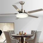 Stainless Steel Ceiling Fan with Remote, 6-Speed Reverse DC Motor - Modern Minimalist Indoor Cooling Fan for Living Room Bedroom