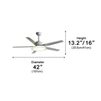 Stainless Steel Ceiling Fan with Remote, 6-Speed Reverse DC Motor - Modern Minimalist Indoor Cooling Fan for Living Room Bedroom