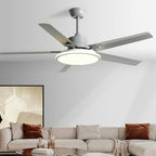 Stainless Steel Ceiling Fan with Remote, 6-Speed Reverse DC Motor - Modern Minimalist Indoor Cooling Fan for Living Room Bedroom
