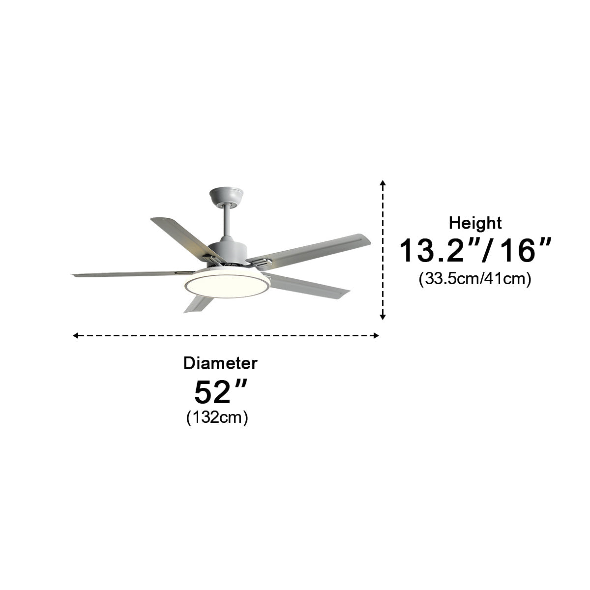 Stainless Steel Ceiling Fan with Remote, 6-Speed Reverse DC Motor - Modern Minimalist Indoor Cooling Fan for Living Room Bedroom