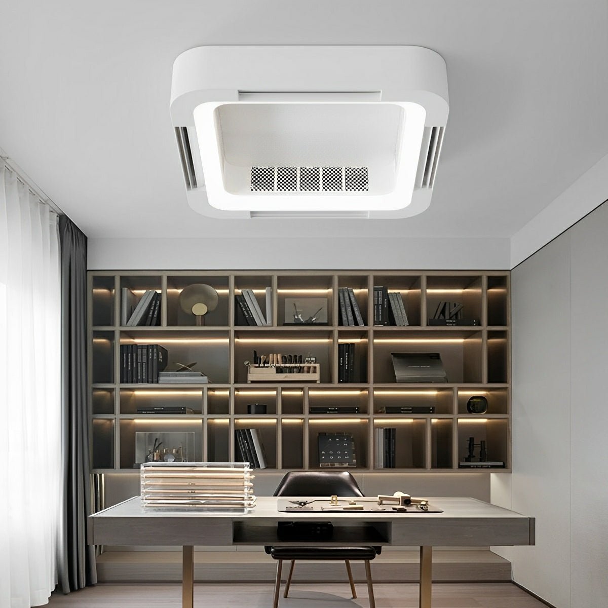 Bladeless Ceiling Fan with Light and Remote, Modern Minimalist LED Fan - Indoor Cooling Ceiling Fan for Bedroom Living Room