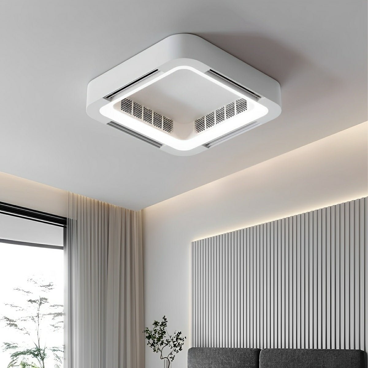 Bladeless Ceiling Fan with Light and Remote, Modern Minimalist LED Fan - Indoor Cooling Ceiling Fan for Bedroom Living Room