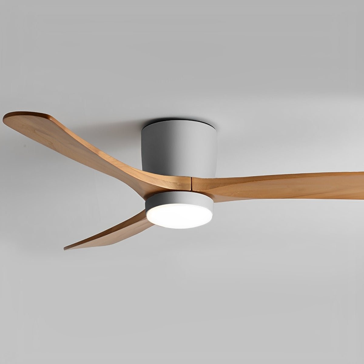 Wood Grain Ceiling Fan with Light and Remote, Nordic Reverse 6-Speed DC Motor - Modern Indoor LED Fan for Bedroom Living Room