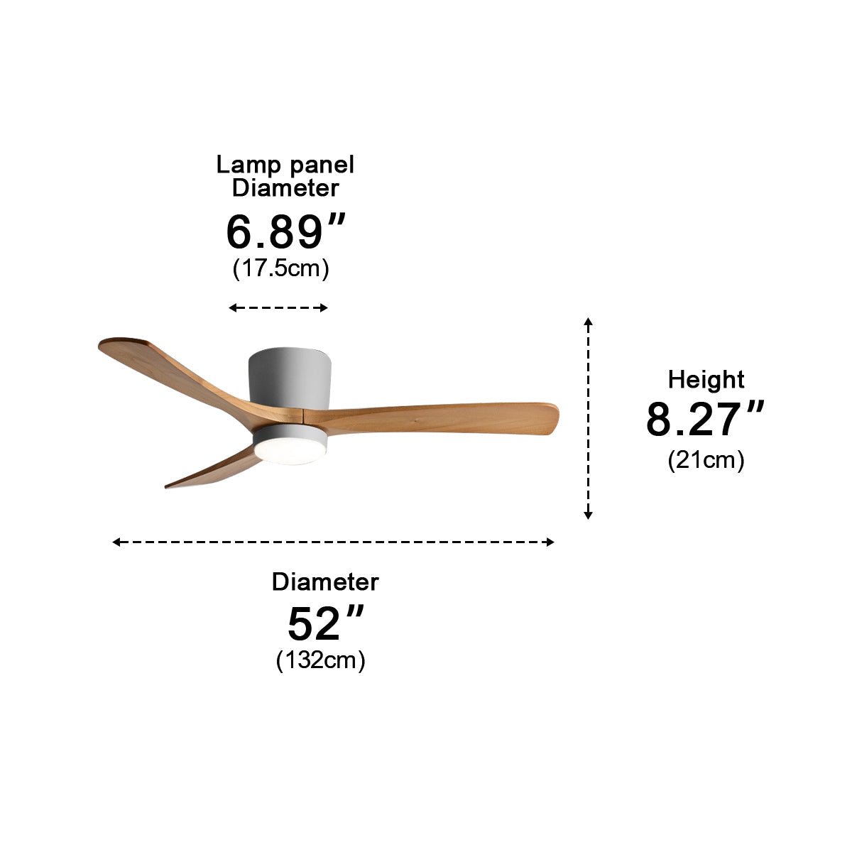 Wood Grain Ceiling Fan with Light and Remote, Nordic Reverse 6-Speed DC Motor - Modern Indoor LED Fan for Bedroom Living Room