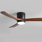 Wood Grain Ceiling Fan with Light and Remote, Nordic Reverse 6-Speed DC Motor - Modern Indoor LED Fan for Bedroom Living Room