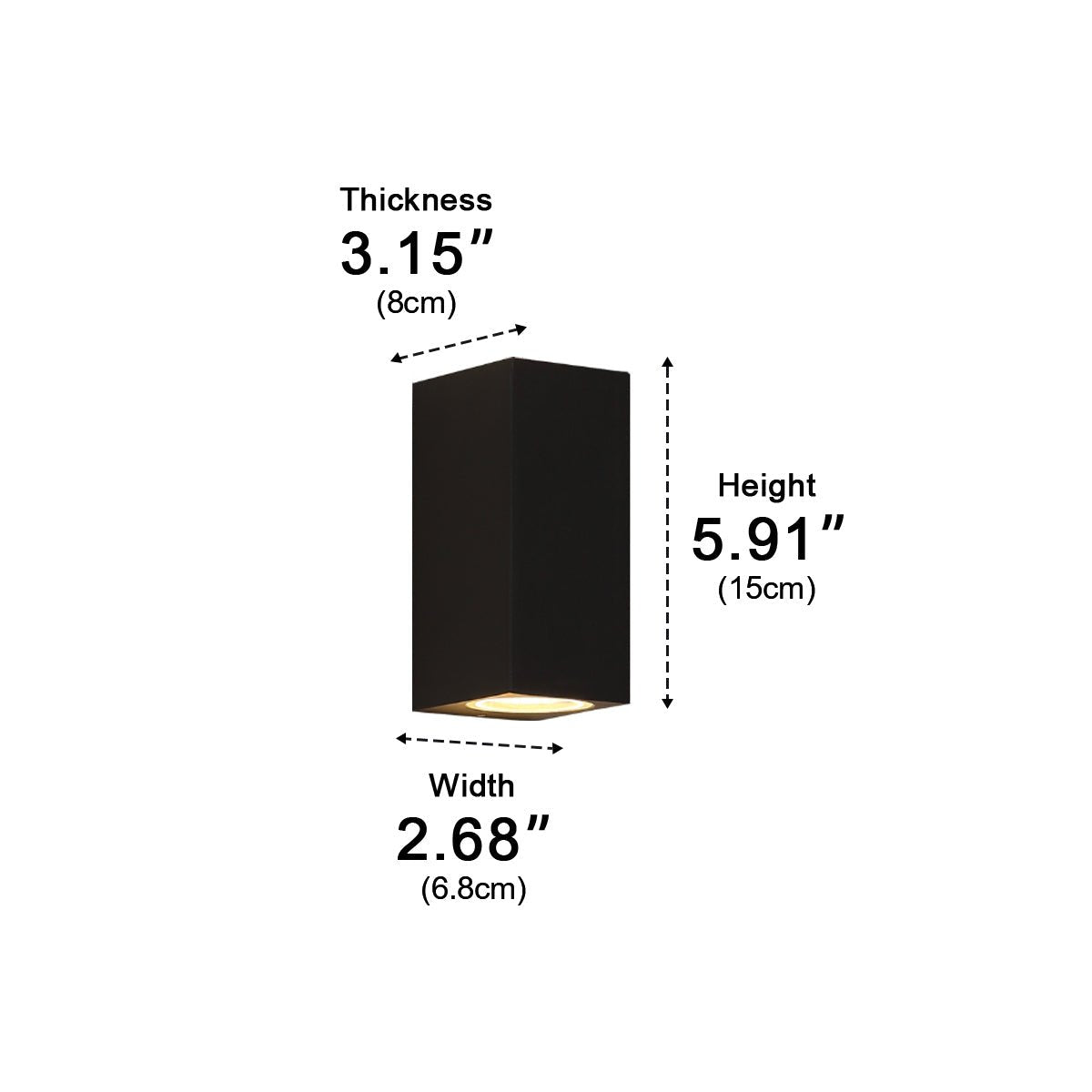 Outdoor Wall Washer Light Waterproof, Square Up Down Double LED Sconce - Modern Exterior Wall Lighting for Facade Patio Porch