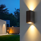Outdoor Wall Washer Light Waterproof, Square Up Down Double LED Sconce - Modern Exterior Wall Lighting for Facade Patio Porch