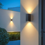 Outdoor Wall Washer Light Waterproof, Square Up Down Double LED Sconce - Modern Exterior Wall Lighting for Facade Patio Porch